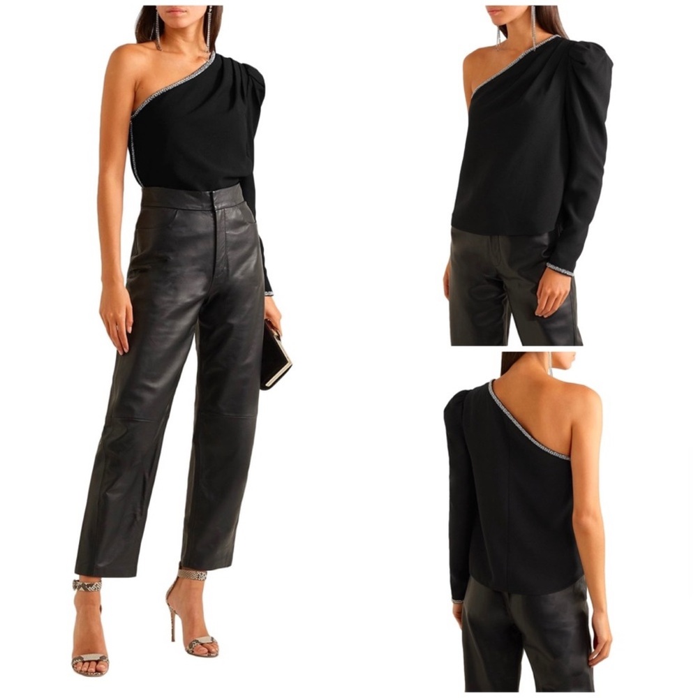 NWT Self portrait One shoulder crepe diamanté top